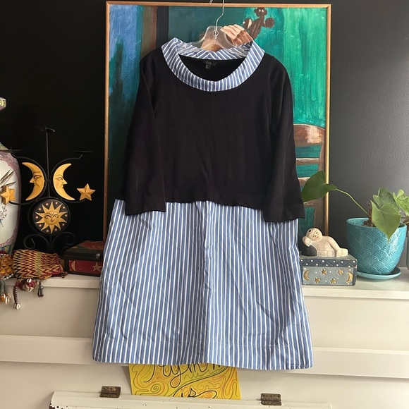 COS Black and Blue Striped Dress - Picture 2 of 16